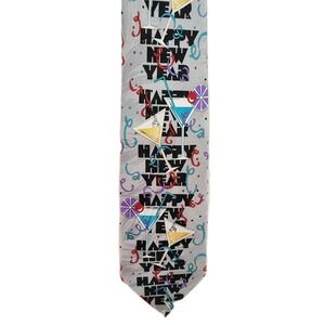 Umberto Frasi Tie Men's 60" 100% Silk Hand Made Happy New Year Martini Glasses